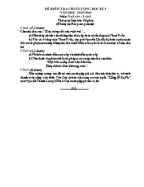 Đề và đáp án kiểm tra chất lượng học kì I Ngữ văn lớp 9 - Năm học 2009-2010